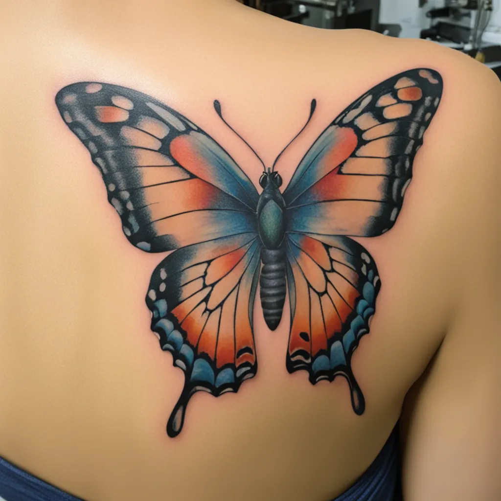 butterfly on back tattoo